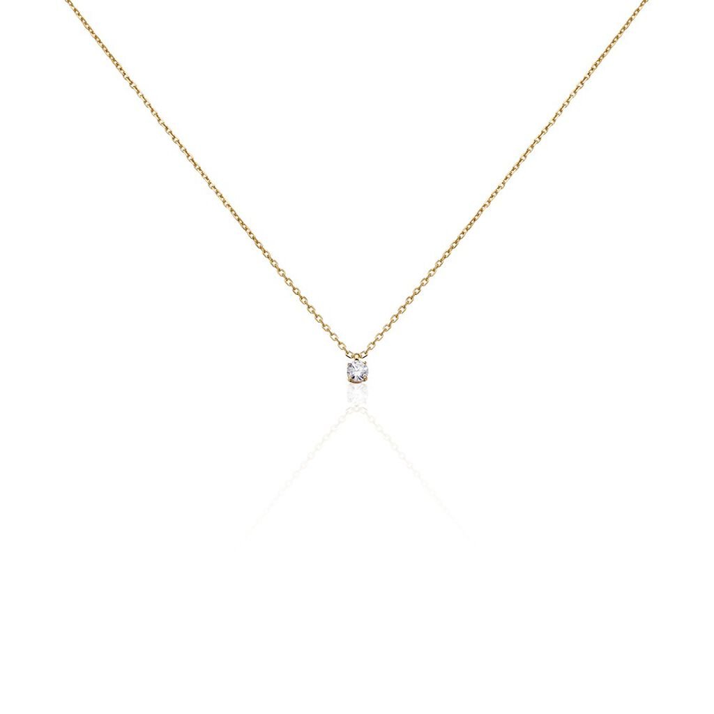 NADEJDA 1 Damen Collier Vergoldet Zirkonia Wei&szlig; 0,47 ct B 1,3 mm