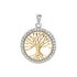 Damen Anhänger Silber Bicolor Gold/Silber 925 Zirkonia Weiß Baum B 20,2 mm