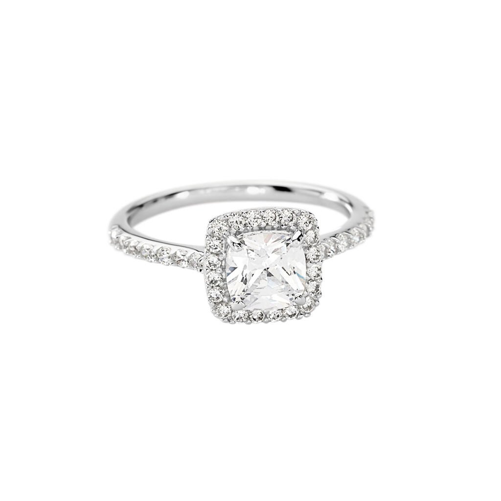 SIENNA Damen Ring Silber 925 Zirkonia Weiß 1,46 ct Viereck, Ring mit Stein