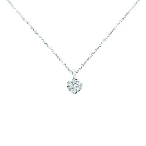 Damen Collier Weißgold 375 Diamant 0,05ct Herz Aba 43cm - Halsketten Damen | OROVIVO