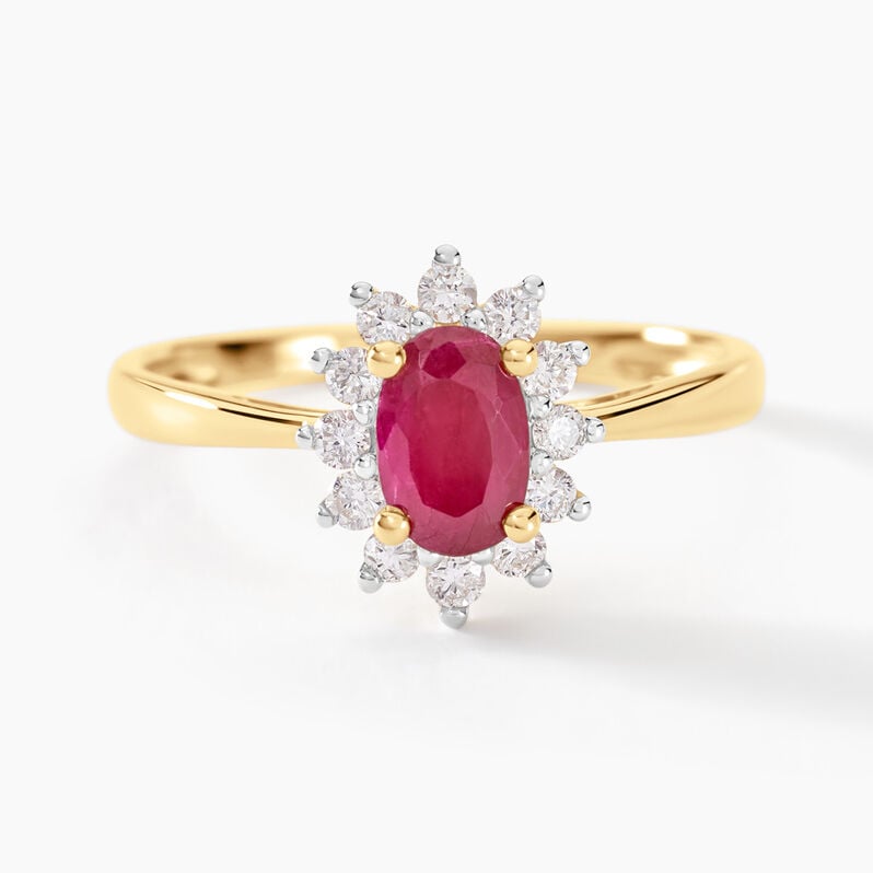 Bague Or Jaune Rubis Diamants - Spannringe Damen | OROVIVO