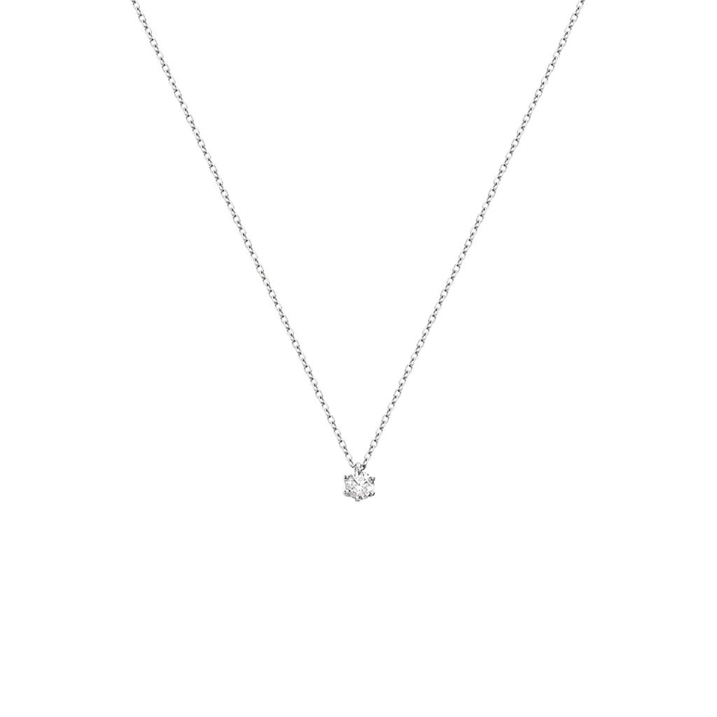 Sonate Damen Collier Weißgold 585 (14 Karat) Synthetischer Diamant Weiß 0,16 ct - Halsketten Damen | OROVIVO