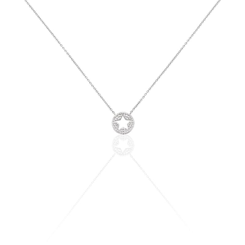 KOSSARA1 Damen Collier Silber 925 Zirkonia Wei&szlig; Stern - Halsketten Damen | OROVIVO