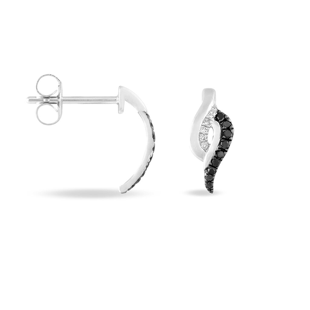 Damen Ohrringe Lang Weißgold 375 Diamant 0,11ct Oval Sculptural  - Ohrringe mit Stein Damen | OROVIVO