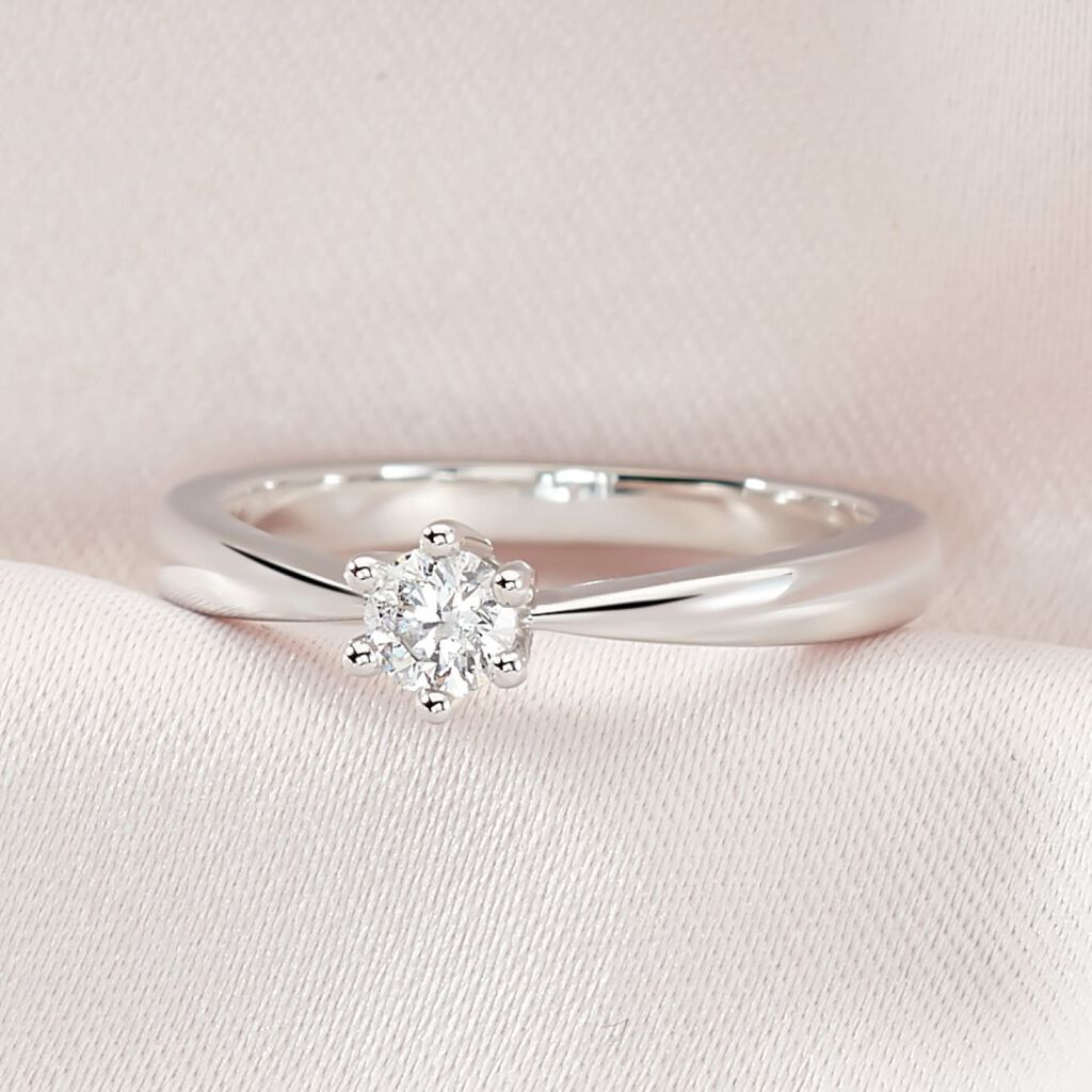 ROME Damen Ring Wei&szlig;gold 375 (9 Karat) Diamant Wei&szlig; 0,2 ct