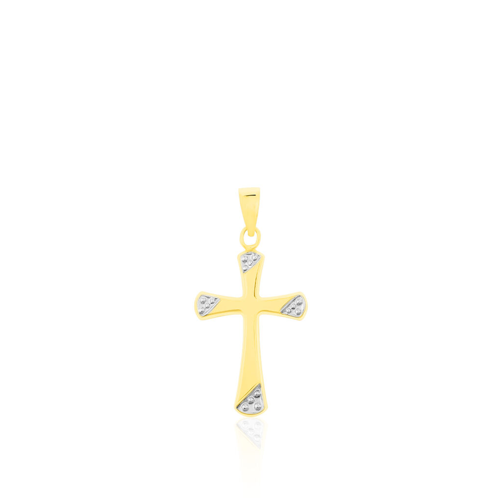 INGRID KREUZ 3 Unisex Anh&auml;nger Gold Bicolor 585 (14 Karat) Religi&ouml;ses Kreuz