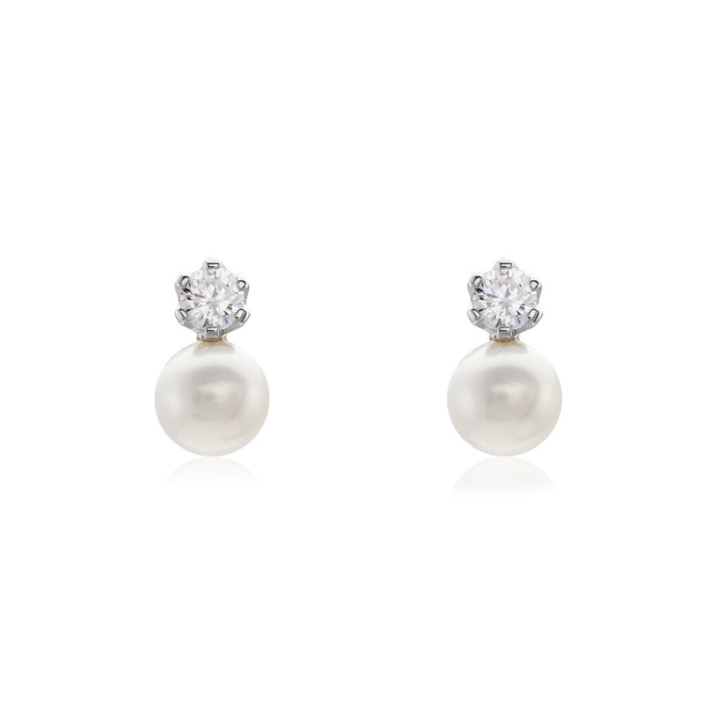 SEMKA Damen Ohrstecker Silber 925 Zuchtperle Weiß 2,41 ct - Ohrstecker Damen | OROVIVO