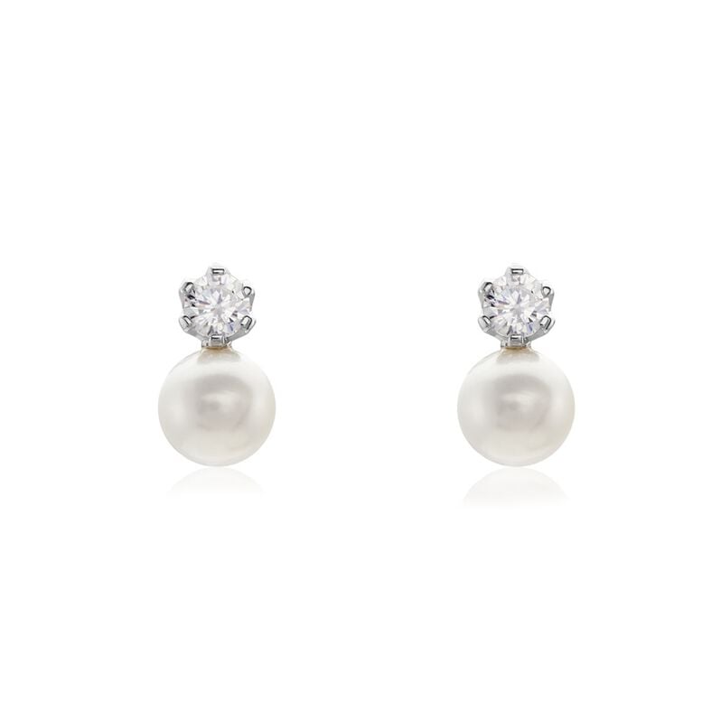 SEMKA Damen Ohrstecker Silber 925 Zuchtperle Weiß 2,41 ct - Ohrstecker Damen | OROVIVO