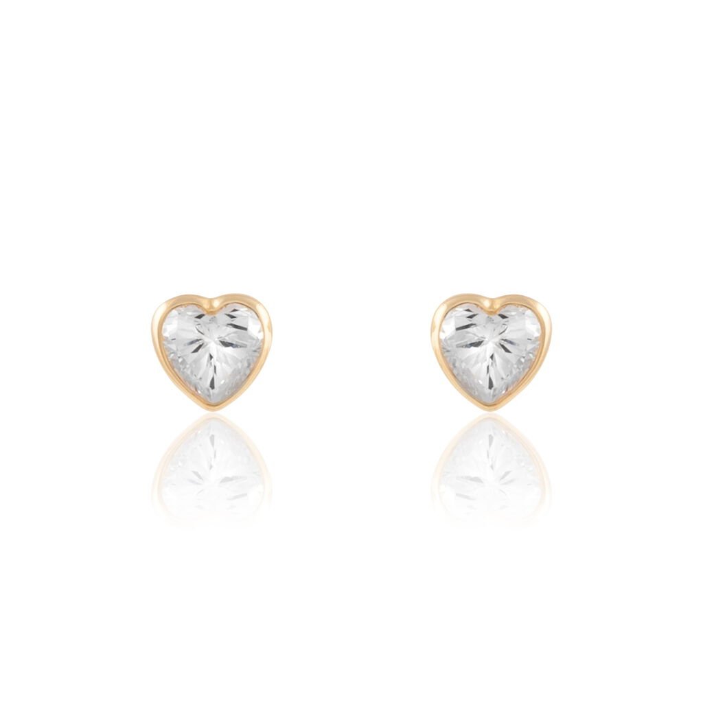 INKA Damen Ohrstecker Gold 375 (9 Karat) Zirkonia Weiß 1,6 ct Herz, Ohrstecker mit Stein
