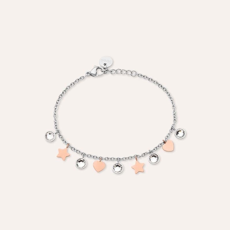 Bracciale Sunrise Acciaio Bicolore Bianco / Rosa Cristallo - Spannringe Damen | OROVIVO