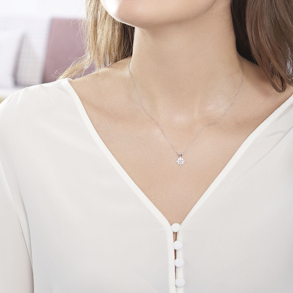 Collier Or Weiss Havata Motif Fleur - Spannringe Damen | OROVIVO