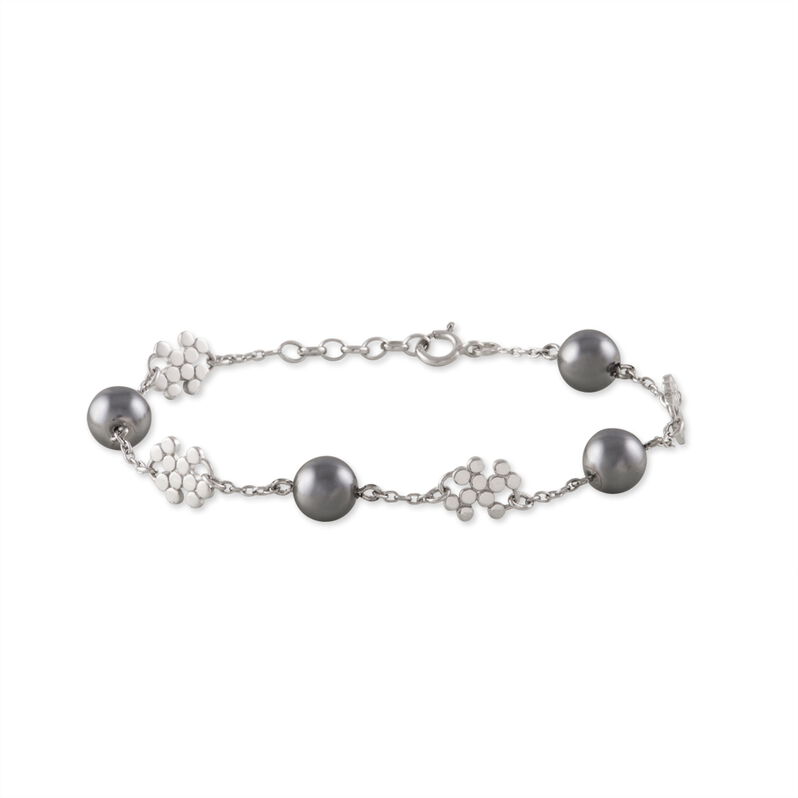 Bracelet Leilla Argent Blanc Perle D'imitation Et Oxyde De Zirconium - Spannringe Damen | OROVIVO
