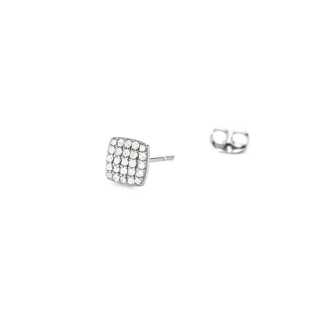 POLLY Damen Ohrstecker Silber 925 Zirkonia Wei&szlig; 0,32 ct Viereck