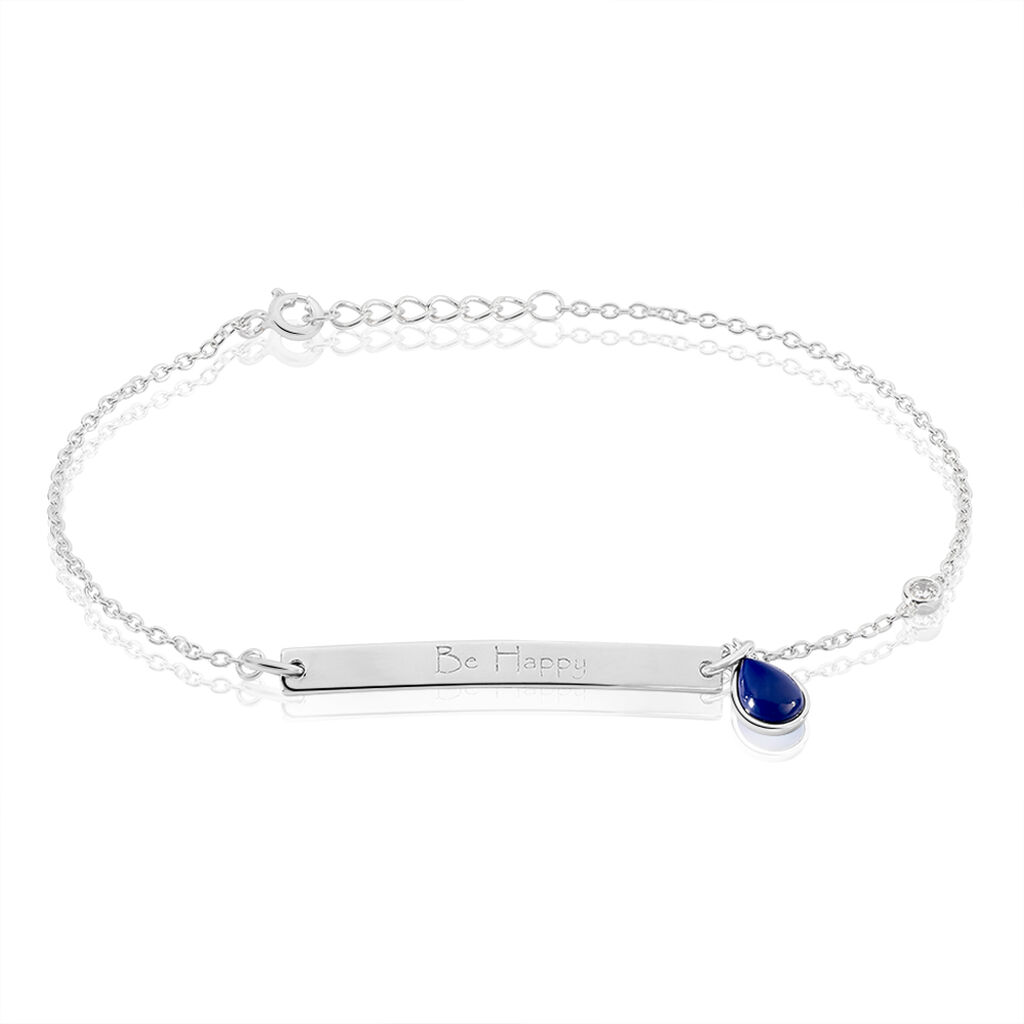 ZORINA Damen ID Armband Silber 925 Glas Blau Tropfen