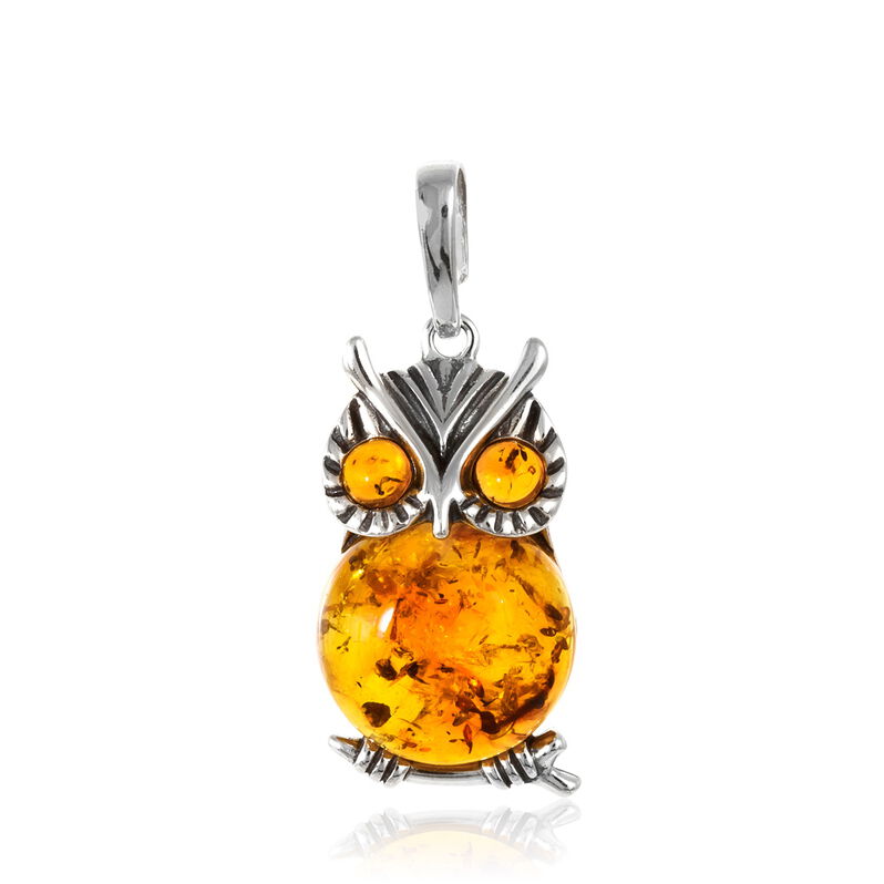 Pendentif Argent Hibou Ambre Cognac - Spannringe Damen | OROVIVO