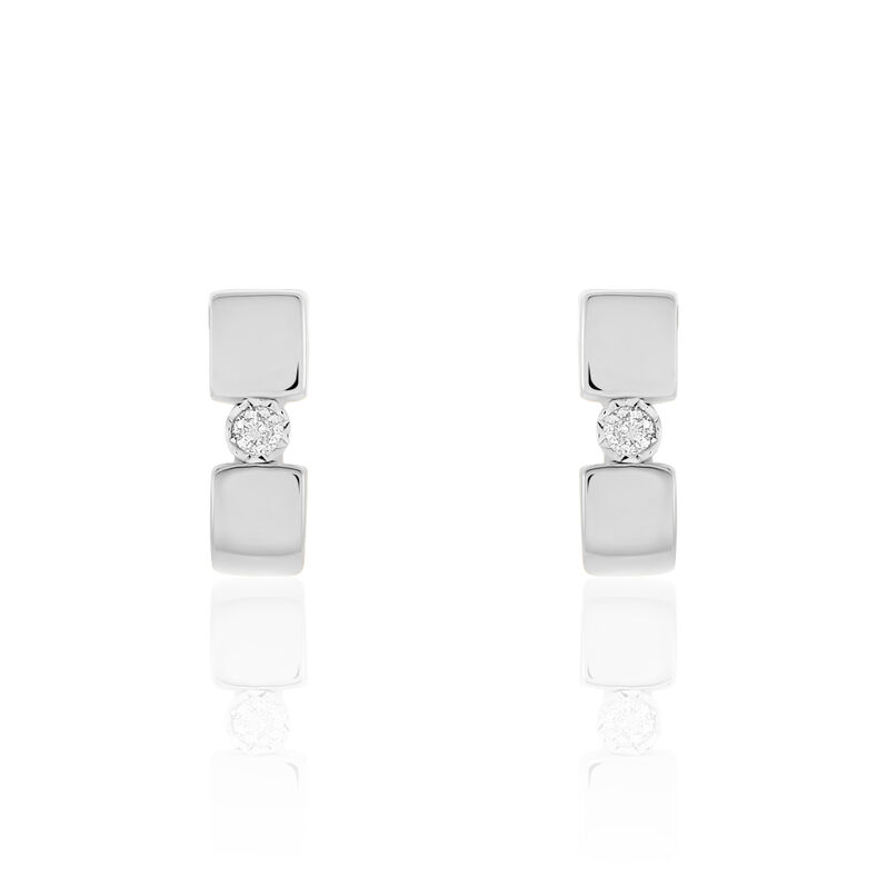 Damen Ohrstecker Weißgold 375 Diamant 0,04ct Viereck Granada  - Ohrstecker Damen | OROVIVO