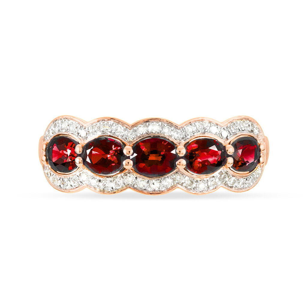Bague Margaux Or Rose Grenat Et Diamant - Spannringe Damen | OROVIVO