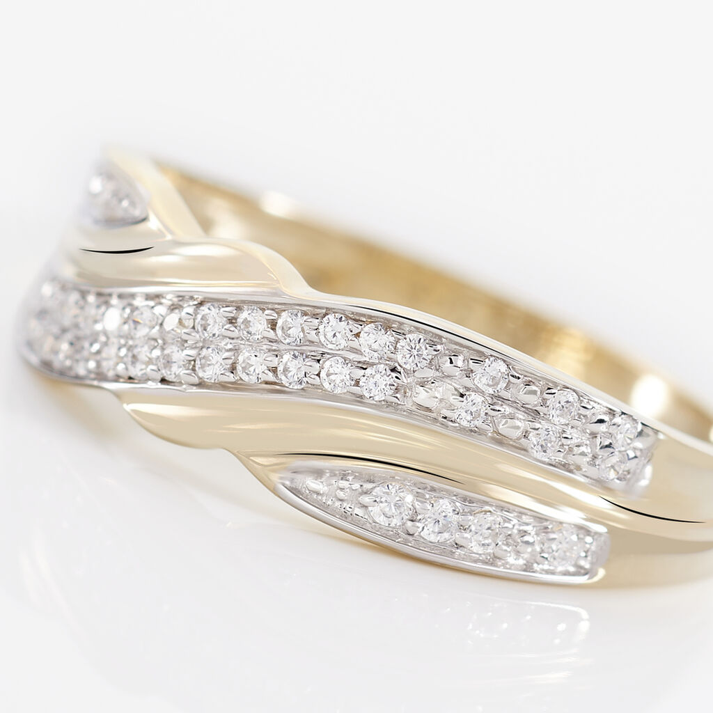 Bague Or Jaune Bandeau Oxydes - Spannringe Damen | OROVIVO