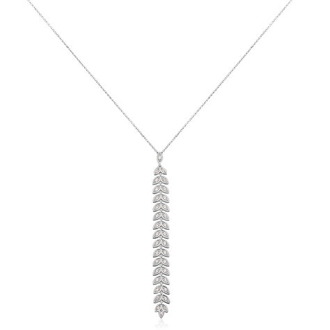 Damen Collier Weißgold 375 Diamant 0,32ct Blatt Susi - Halsketten Damen | OROVIVO