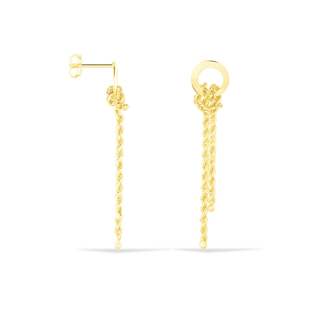 Damen Ohrstecker Lang Gold 375 Kordel Zephanja - Ohrringe Damen | OROVIVO