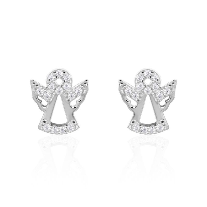Damen Ohrstecker Silber Silber 925 Zirkonia Engel 8,00mm 0,9cm - Ohrstecker Damen | OROVIVO