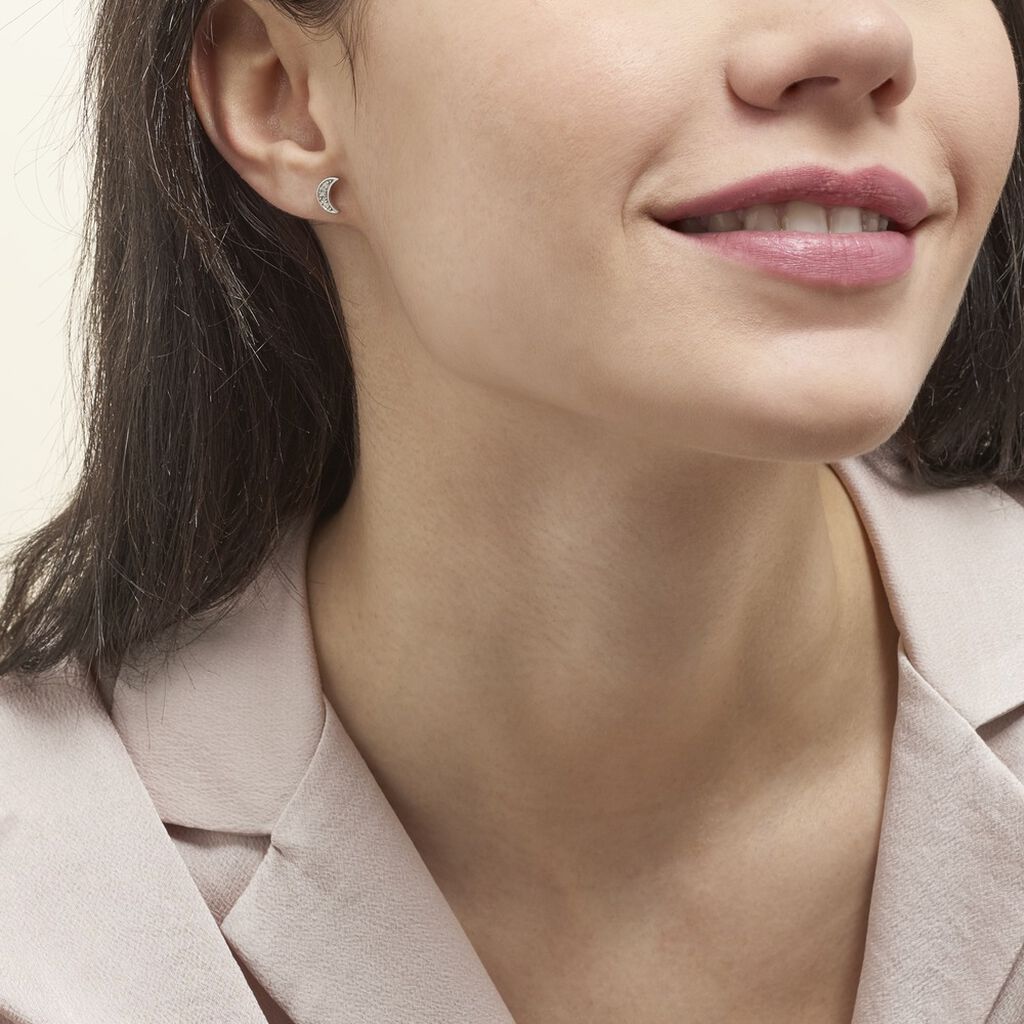 Damen Asymmetrische Ohrringe Silber 925 Zirkonia Mond Astre  - Ohrringe mit Stein Damen | OROVIVO