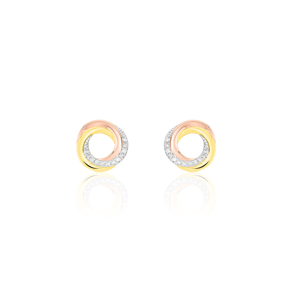 Damen Ohrstecker Gold 375 Diamant 0,1ct Kreis Trici 8,25mm , Ohrstecker mit Stein