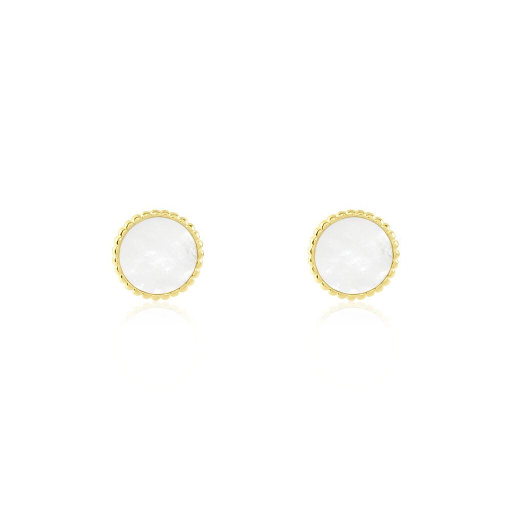 Damen Ohrstecker Gold 375 Perlmutt Weißer Perlmutt Kreis Uyen  - Ohrstecker Damen | OROVIVO