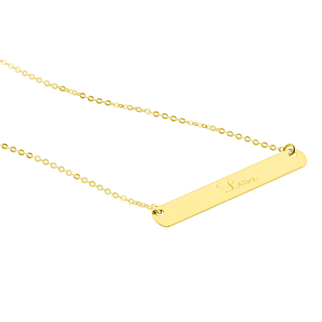 Esja Gravur Damen Collier Gold 375 (9 Karat) Balken B 0,2 mm