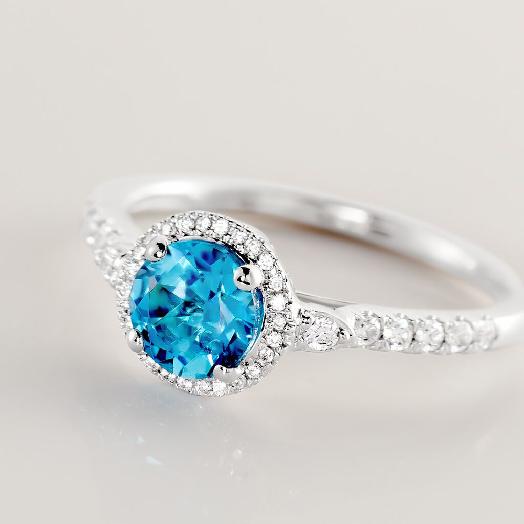 FELI Damen Ring Wei&szlig;gold 585 (14 Karat) Topas Blau 1,04 ct