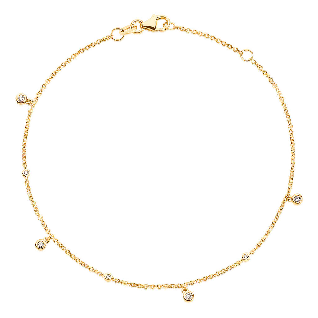 MOANA Damen Armband Gold 585 (14 Karat) Synthetischer Diamant Weiß 0,020 ct, Armband mit Stein