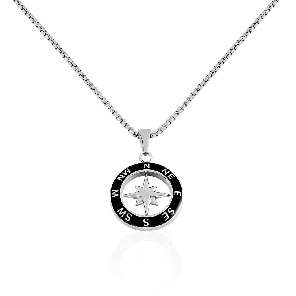 ANDER Herren Collier Edelstahl Kompass, Collier ohne Stein
