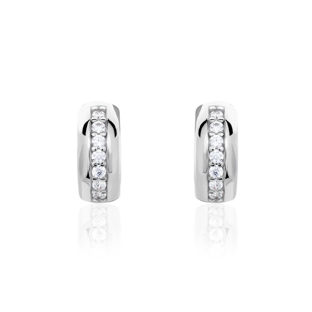 DIMKA1 Damen Creolen Silber 925 Zirkonia Weiß B 5,4 mm, Creolen mit Stein