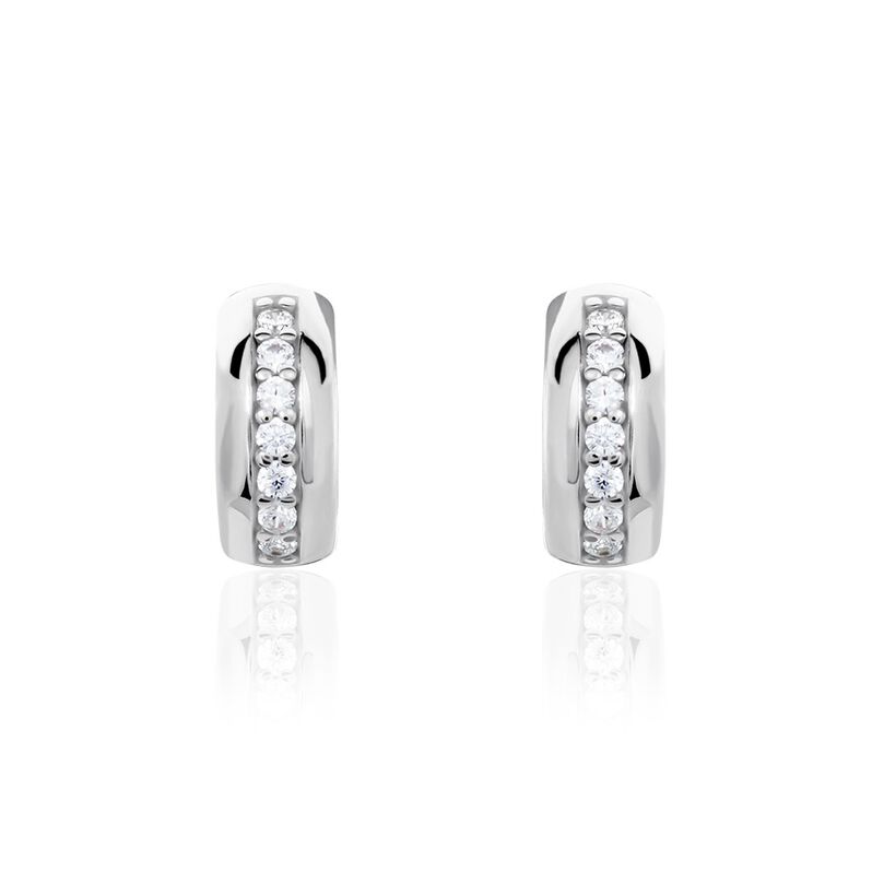 DIMKA1 Damen Creolen Silber 925 Zirkonia Wei&szlig; B 5,4 mm - Creolen Damen | OROVIVO