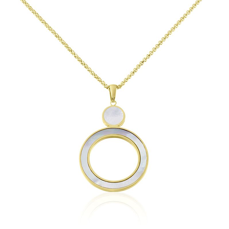 LILY Damen Collier Edelstahl vergoldet Perlmutt Weiß Kreis B 2 mm - Halsketten Damen | OROVIVO