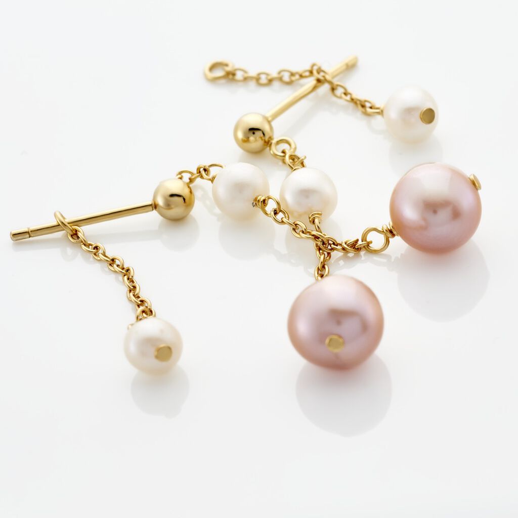 Damen Ohrringe Lang Silber vergoldet 925 Zuchtperle Weiß Perla  - Ohrringe Damen | OROVIVO