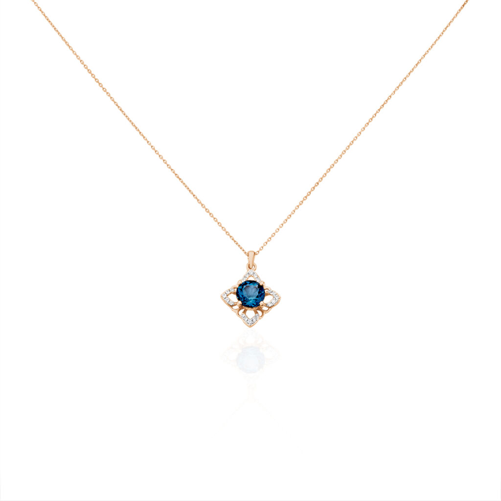 Collier Or Rose Haia Topaze London Blue Fleur Oxyde - Spannringe Damen | OROVIVO