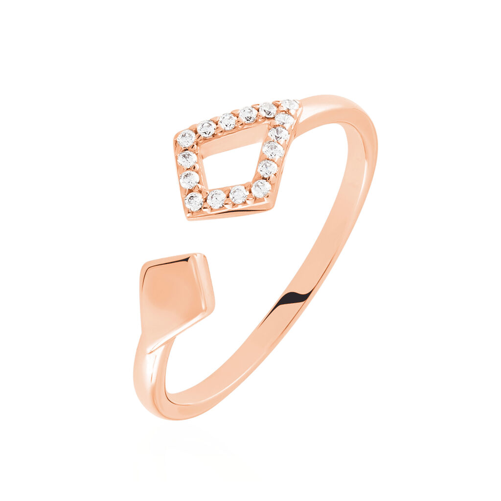 MILANKA Damen Ring Silber rosevergoldet 925 Zirkonia Weiß Raute, Ring mit Stein