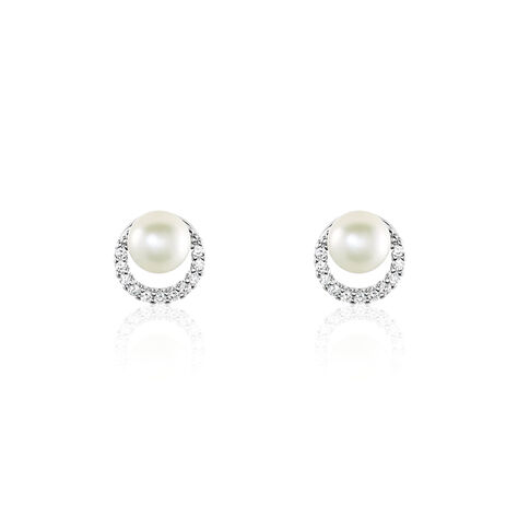 Damen Perlenohrringe Silber 925 Zuchtperlen 8mm - Ohrstecker Damen | OROVIVO