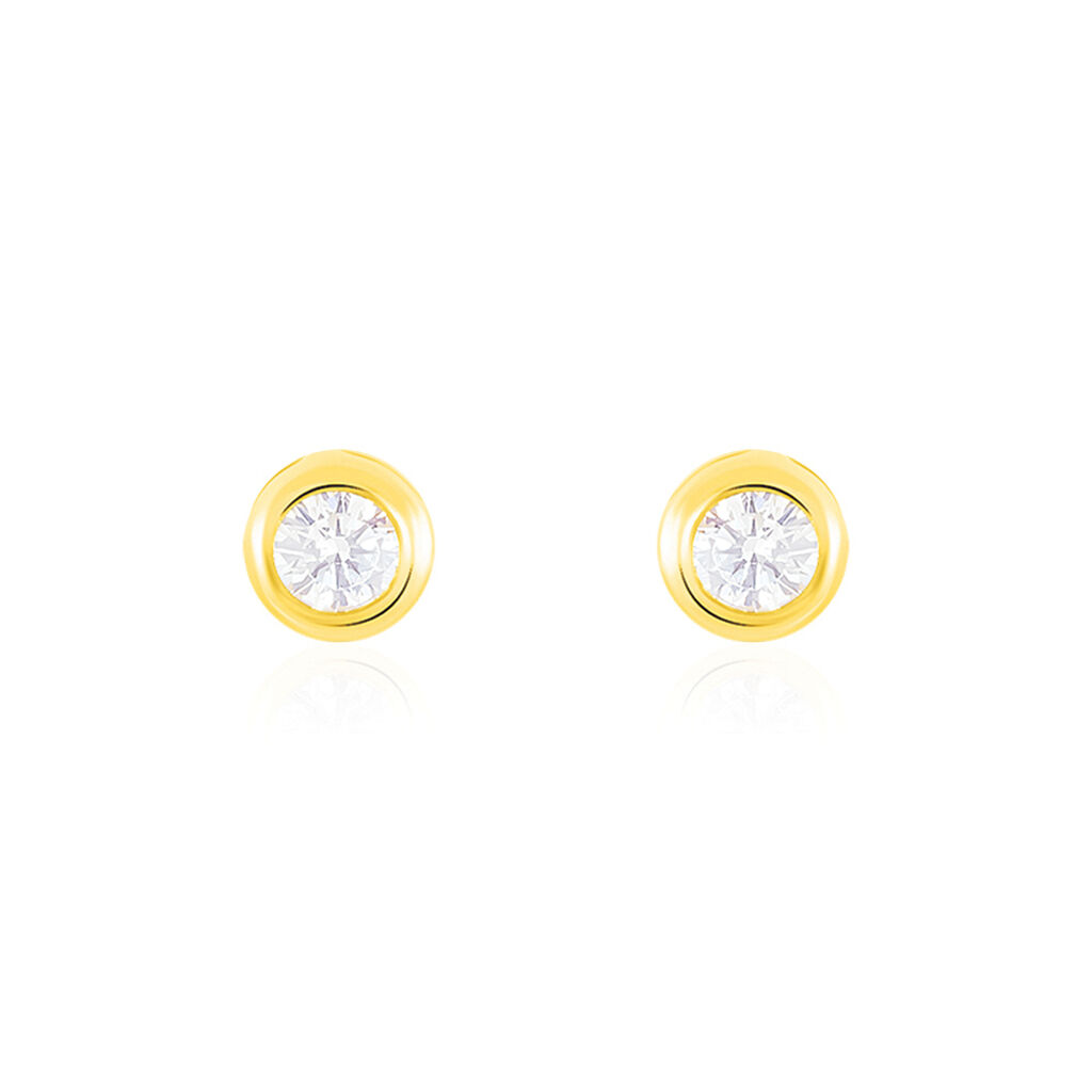 TALIA 2 ZARGE Damen Ohrstecker Gold 375 (9 Karat) Zirkonia Wei&szlig; 0,86 ct Kreis