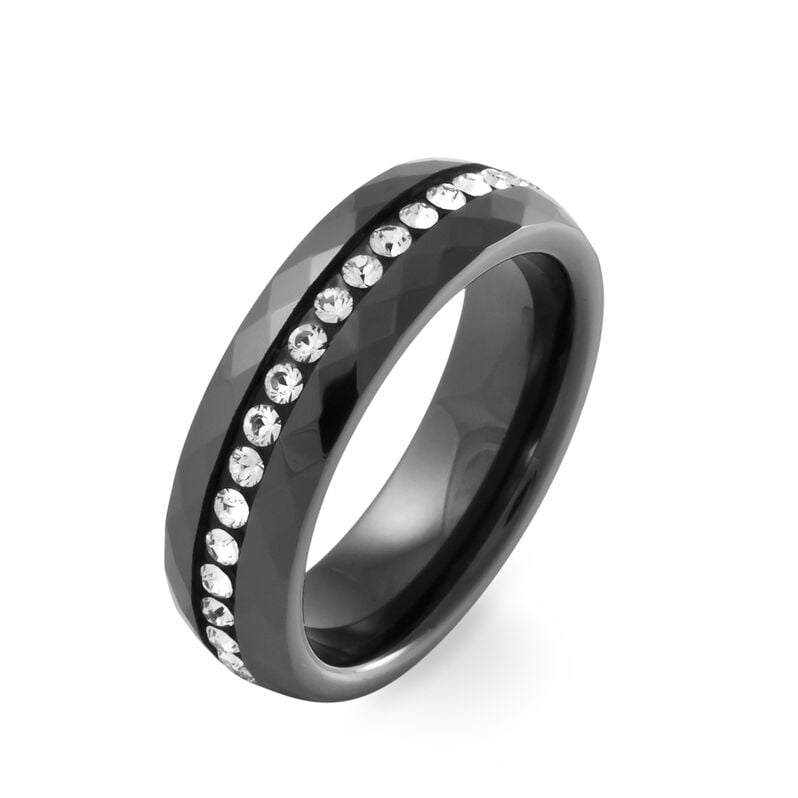Bague Dolore Ceramique Noir Strass Et Céramique - Spannringe Damen | OROVIVO