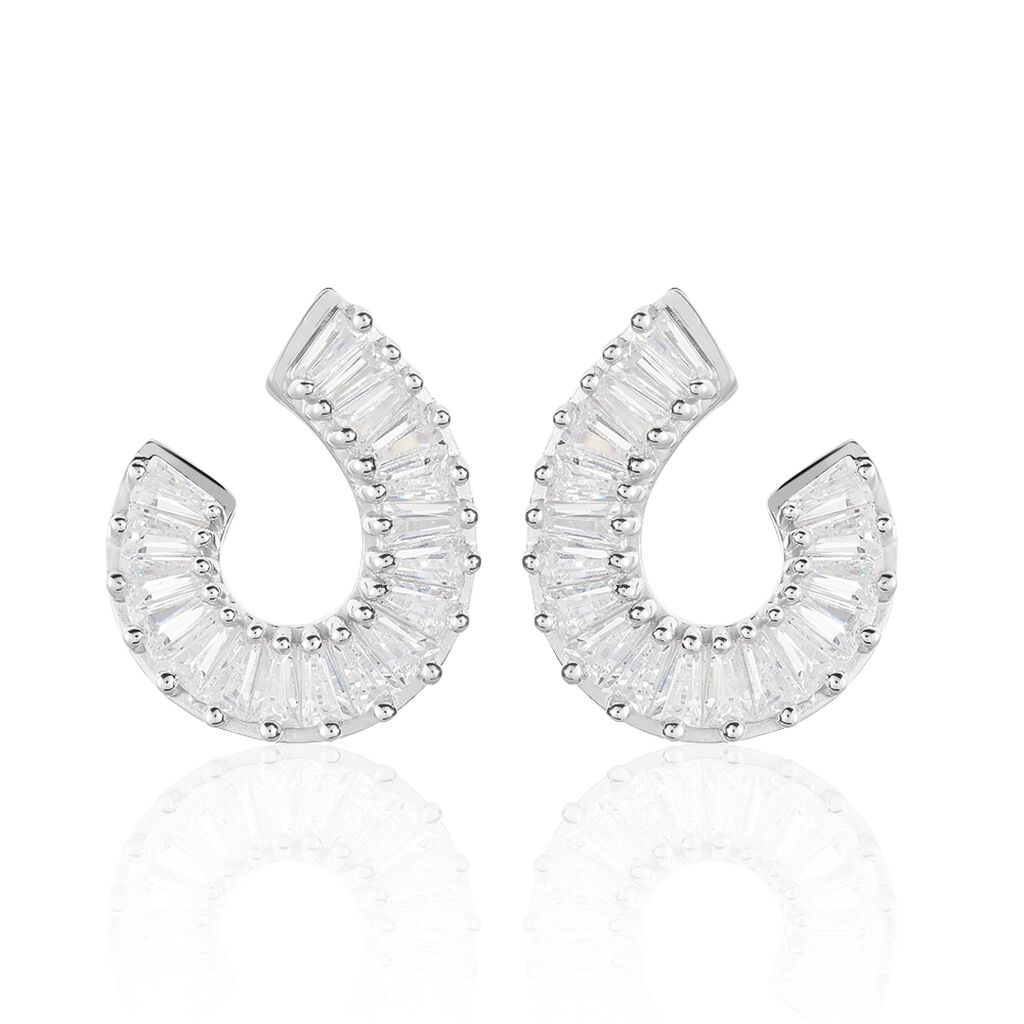 DROP Damen Ohrstecker Silber 925 Zirkonia Wei&szlig; 2,97 ct
