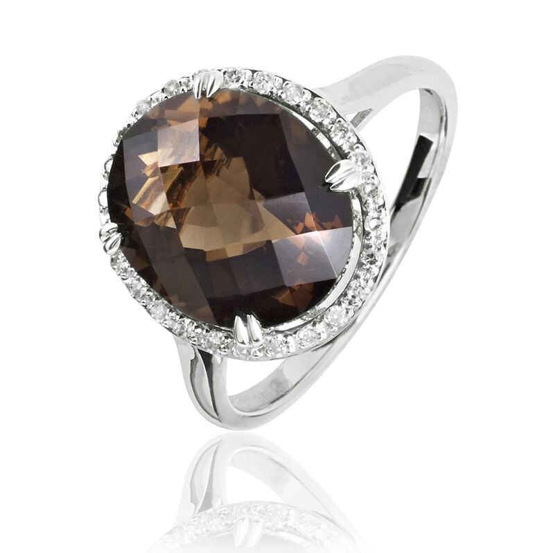 Bague Anna Or Blanc Quartz Et Diamant - Spannringe Damen | OROVIVO