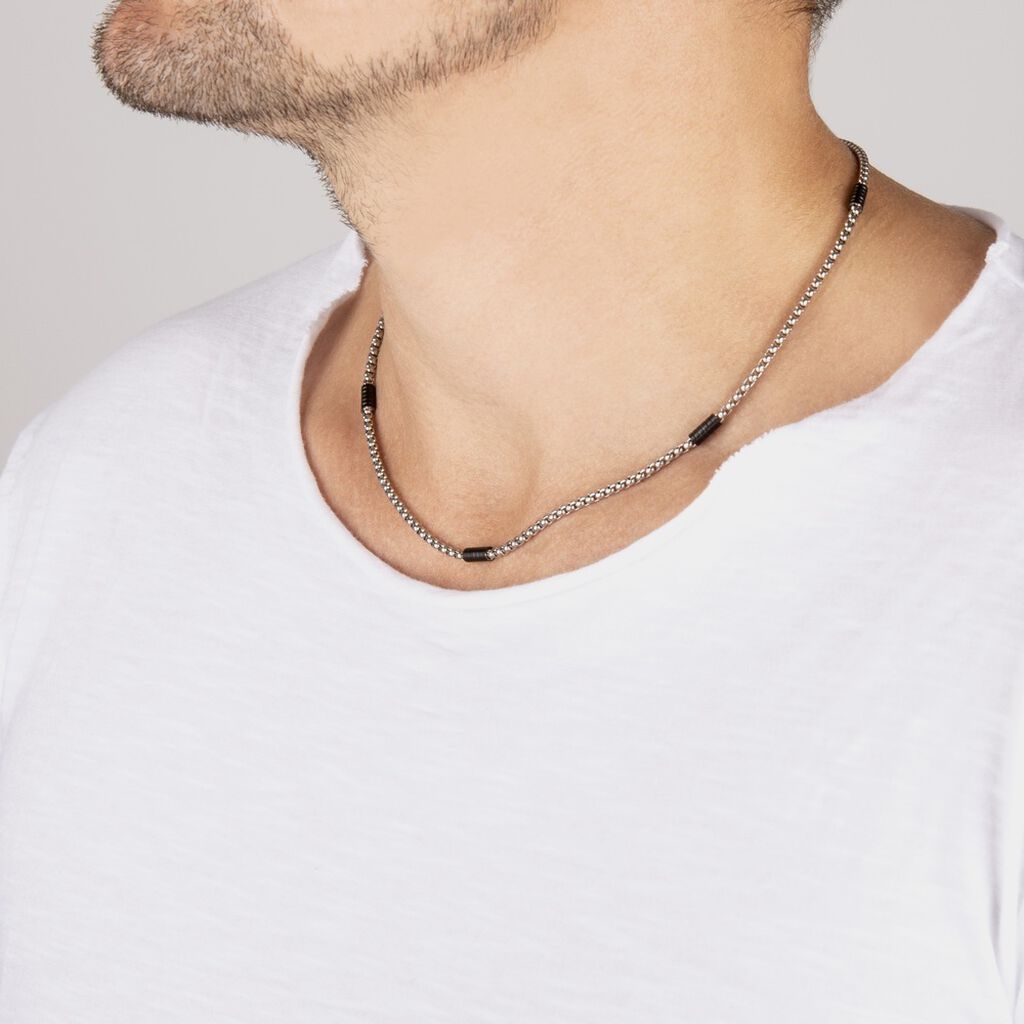 Herren Halskette Edelstahl Schwarz  - Halsketten Herren | OROVIVO