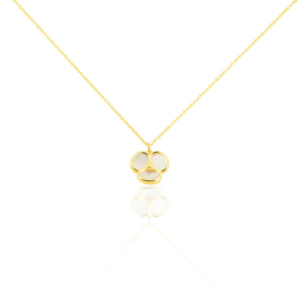 BLUME Damen Collier Gold 375 (9 Karat) Perlmutt Perlmutt 0,17 ct Blume, Collier mit Stein