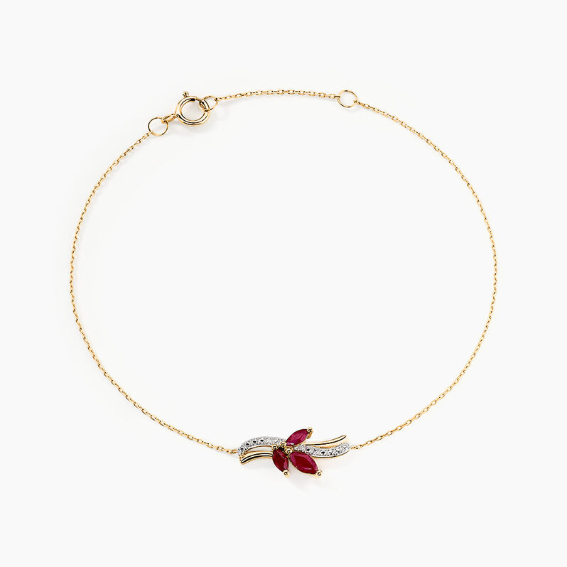 Bracelet Angie Or Jaune Rubis Diamant - Spannringe Damen | OROVIVO