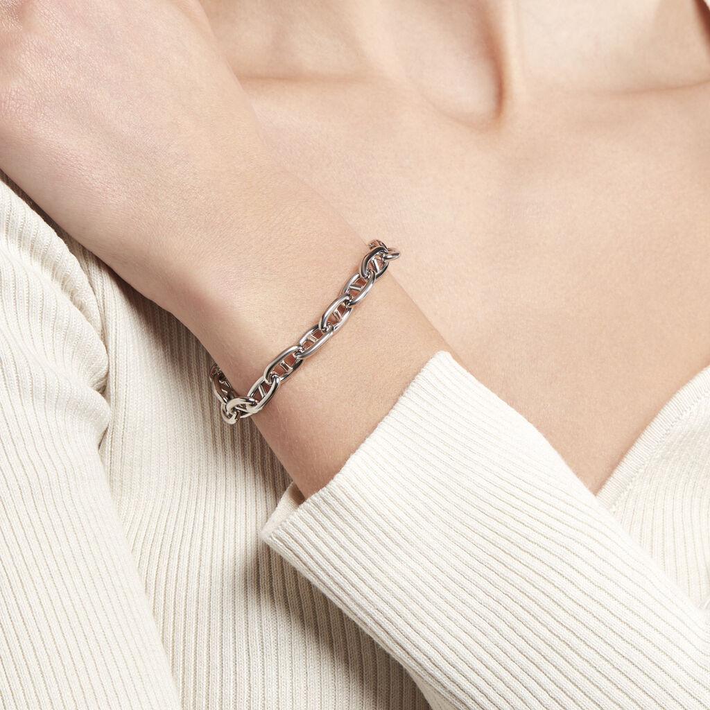 Damen Gliederarmband Stegpanzerkette Silber 925 - Armketten Damen | OROVIVO