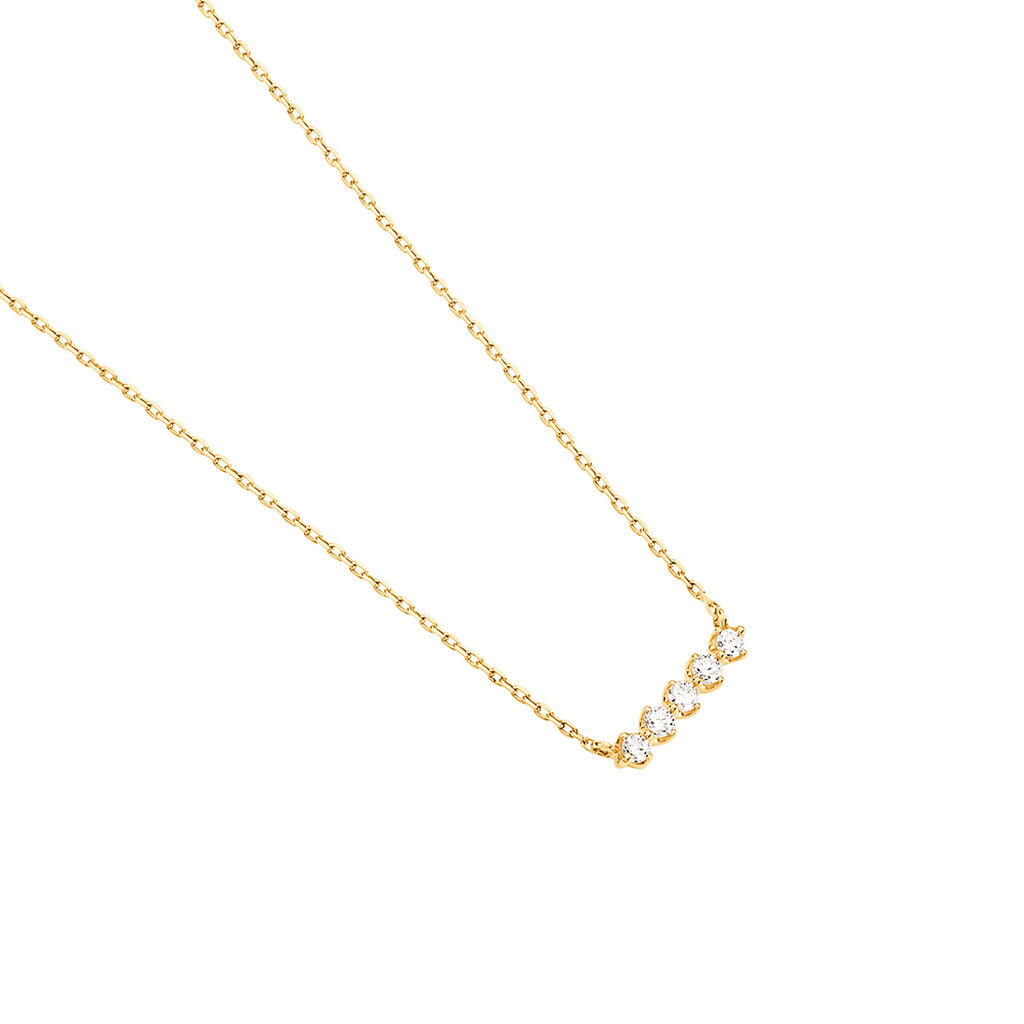 ZYLA Damen Collier Gold 375 (9 Karat) Synthetischer Diamant Wei&szlig; 0,1 ct