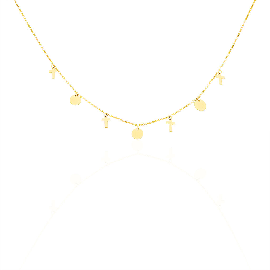 🦚 Halskette Gold 375 Kreuz, Collier ohne Stein
