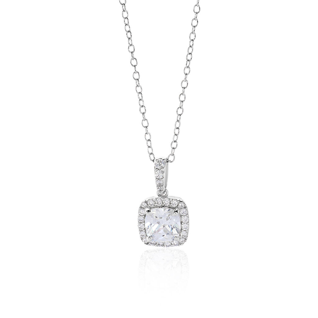SIENNA Damen Collier Silber 925 Zirkonia Wei&szlig; 1,46 ct Viereck